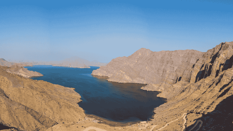 The Strait of Hormuz, a key strategic shipping lane that is restricted as a result of the US-Iran war, affecting global oil prices.